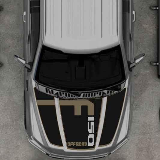 Hood Panel Decal/Sticker - Stlye 5 - Cut - Border Graphic Kit - For Ford F-150 2020-2026 - Premium Vinyl
