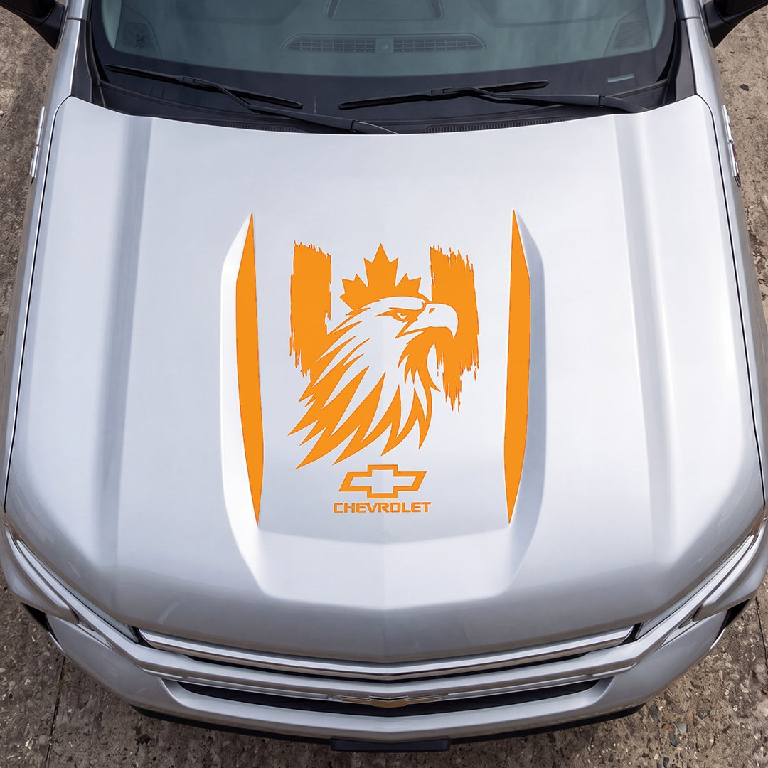 Hood Panel Decal/Sticker - Proud Canadaian Eagle Head Graphic Decal Graphic Kit - For Chevrolet Silverado 2019-2024 - Premium Vinyl