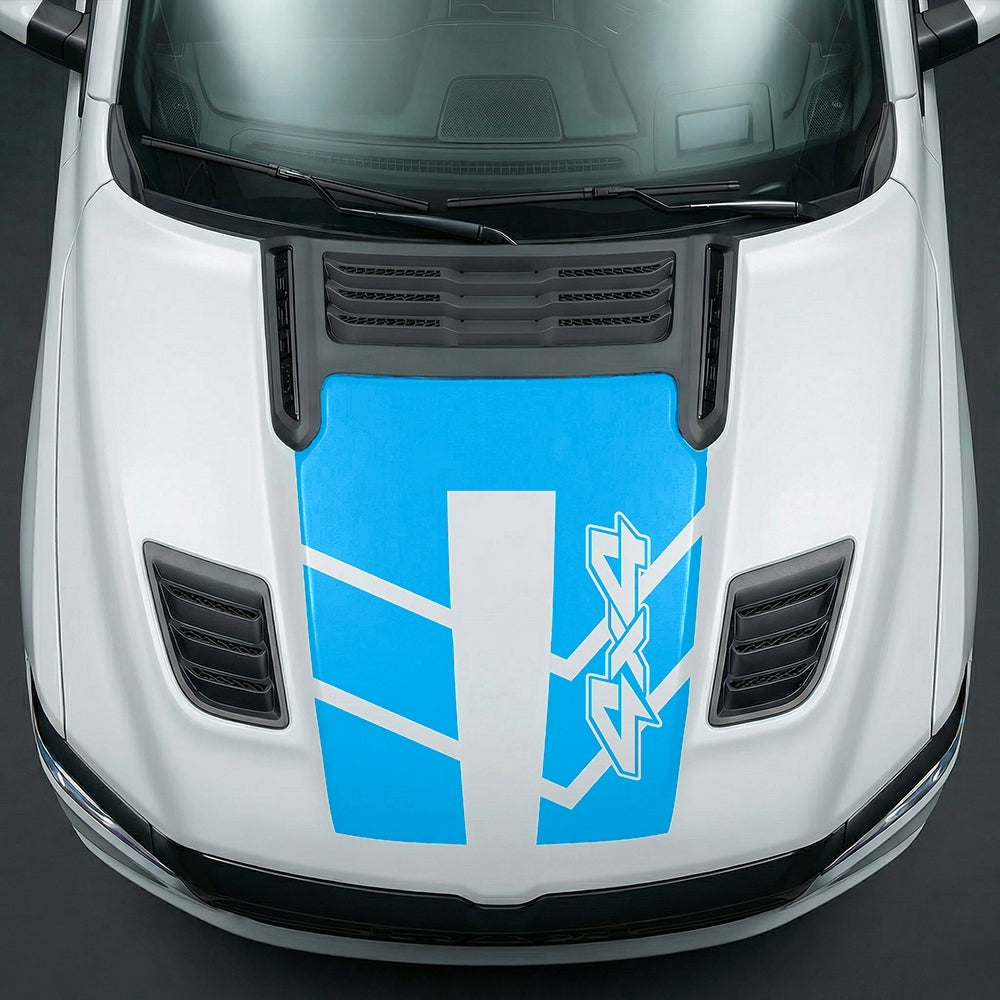 Hood Panel Decal/Sticker - Bold 4x4 Geometric Chevron Graphic Kit - For Dodge Ram 2019-2025 - Premium Vinyl