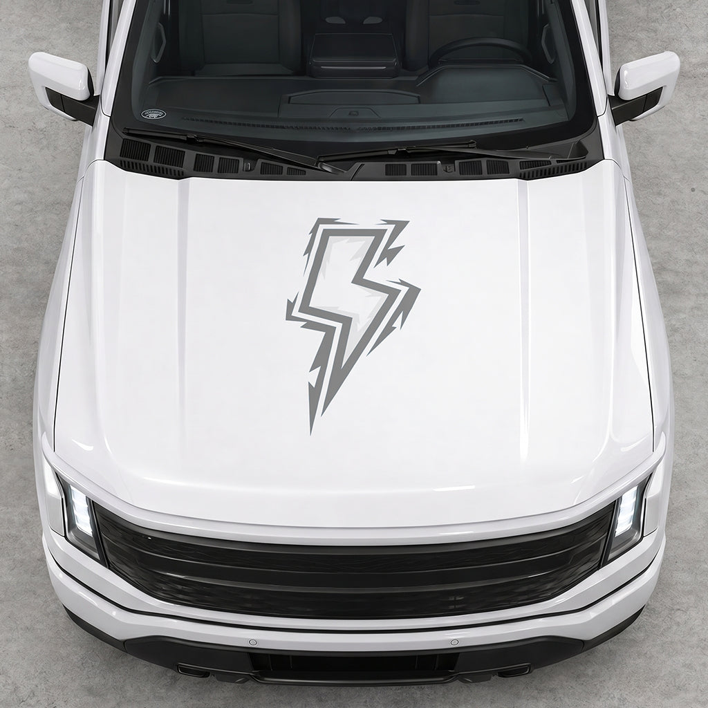 Hood Panel Decal/Sticker - Cut Bordered Electric Graphic Decal Graphic Kit - For FORD F-150 2015-2020 - Premium Vinyl