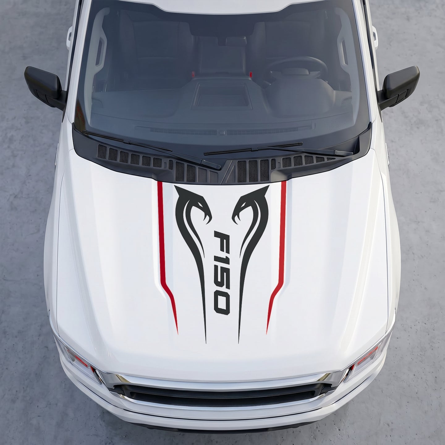 Hood Panel Decal/Sticker - Twin Cobra Snakes Hood Decal – Aggressive Viper Graphic Vinyl Sticker Graphic Kit - For Ford F-150 F150 2015-2020 - Premium Vinyl