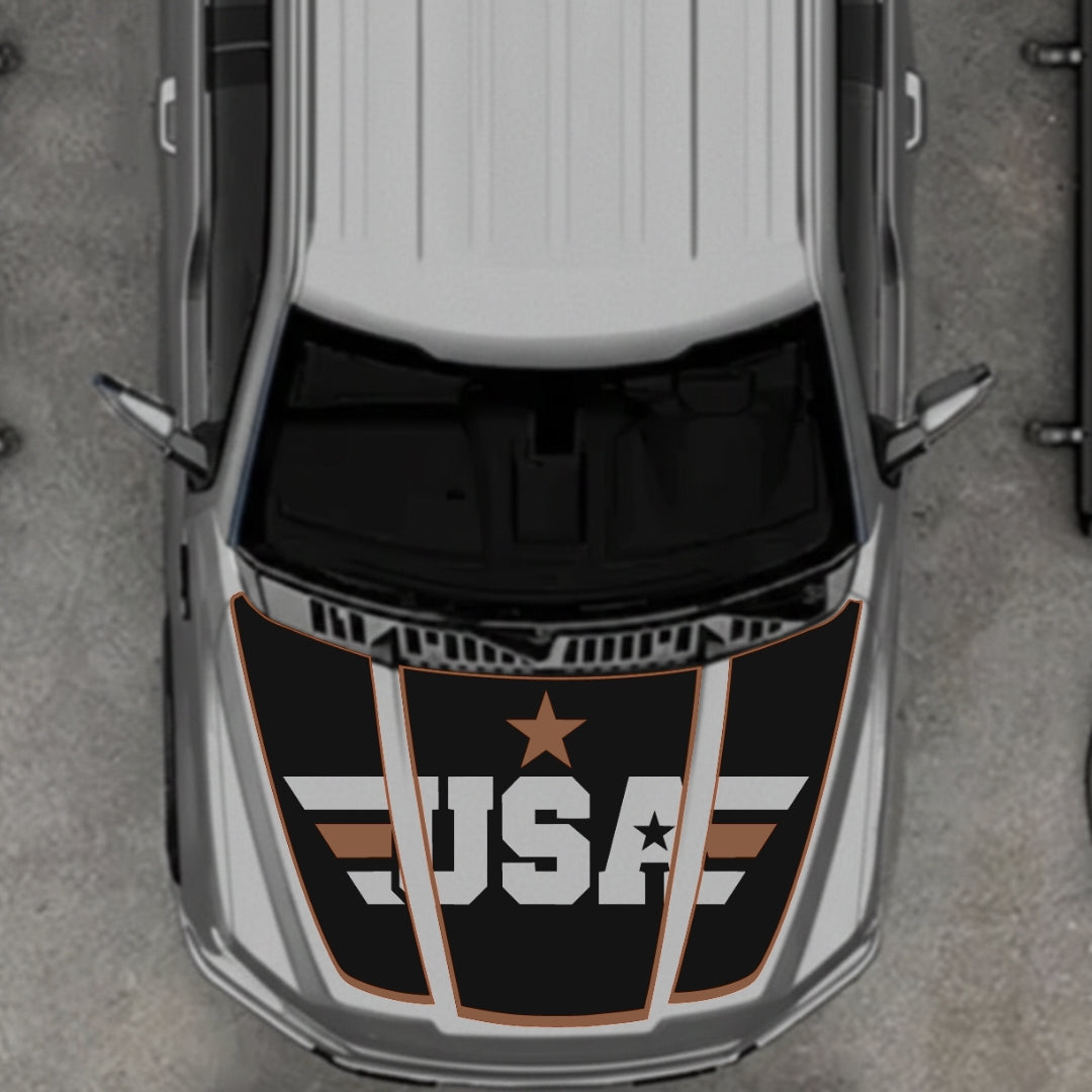 Hood Panel Decal/Sticker - USA Style 6 Graphic Kit - For Ford F-150 2020-2026 - Premium Vinyl