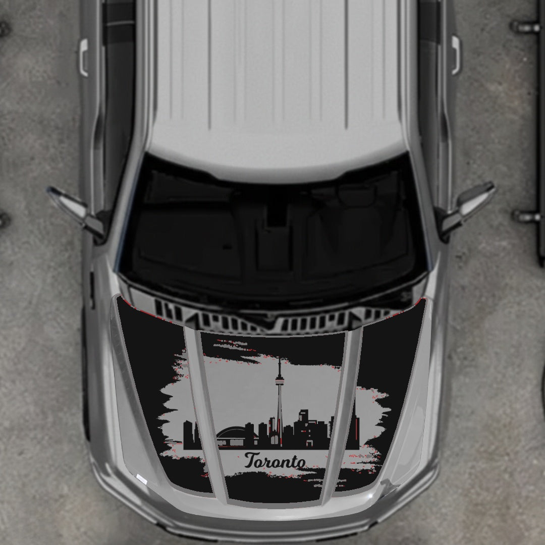 Hood Panel Decal/Sticker - Toronto - Cut - Border Graphic Kit - For Ford F-150 2020-2026 - Premium Vinyl