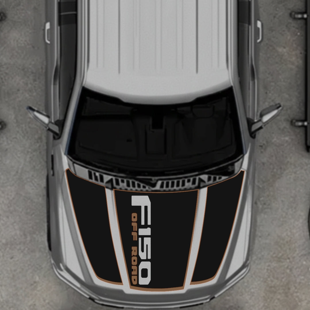 Hood Panel Decal/Sticker - Style 3 - Cut - Border Graphic Kit - For Ford F-150 2020-2026 - Premium Vinyl