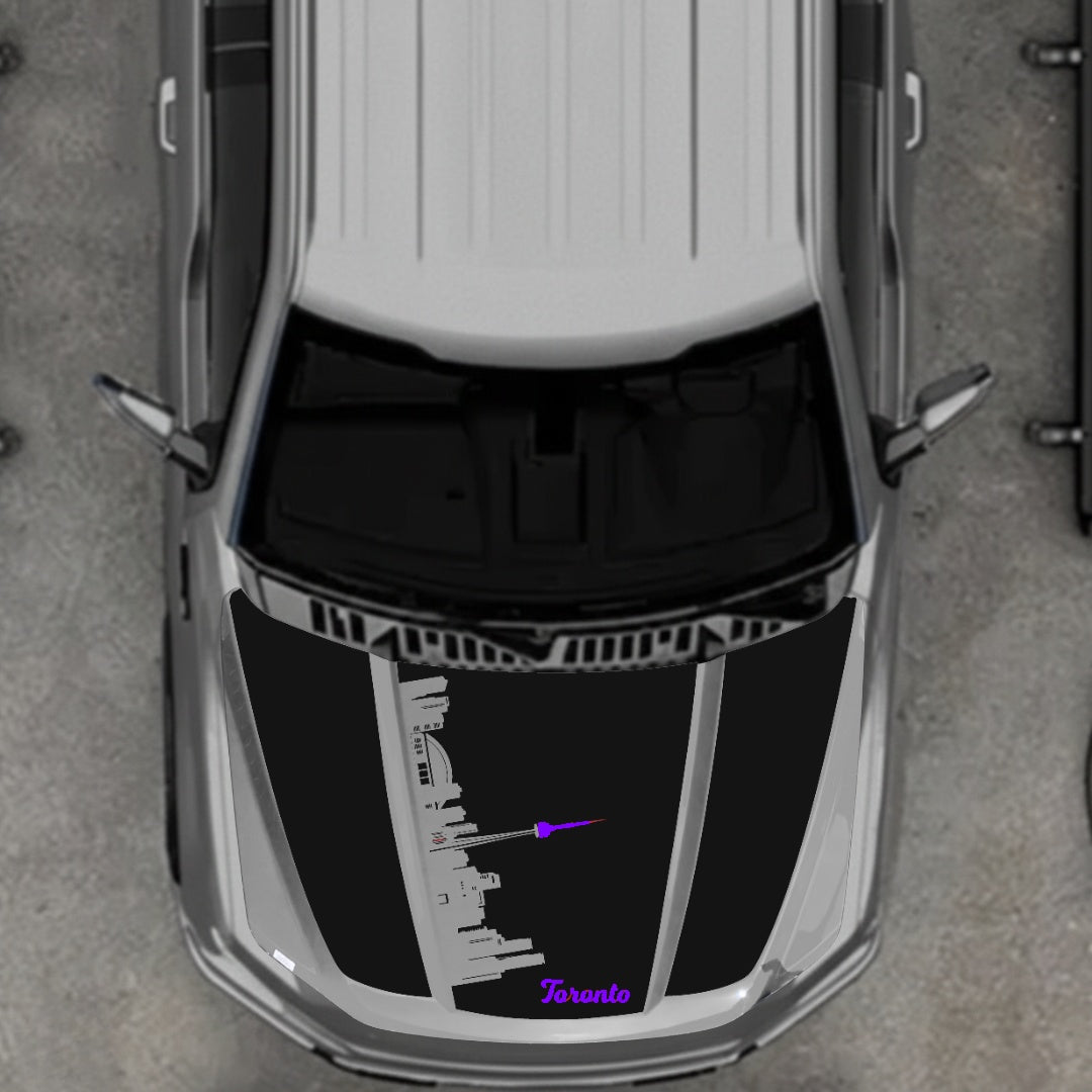 Hood Panel Decal/Sticker - Toronto Skyline - Cut Graphic Kit - For Ford F-150 2020-2026 - Premium Vinyl