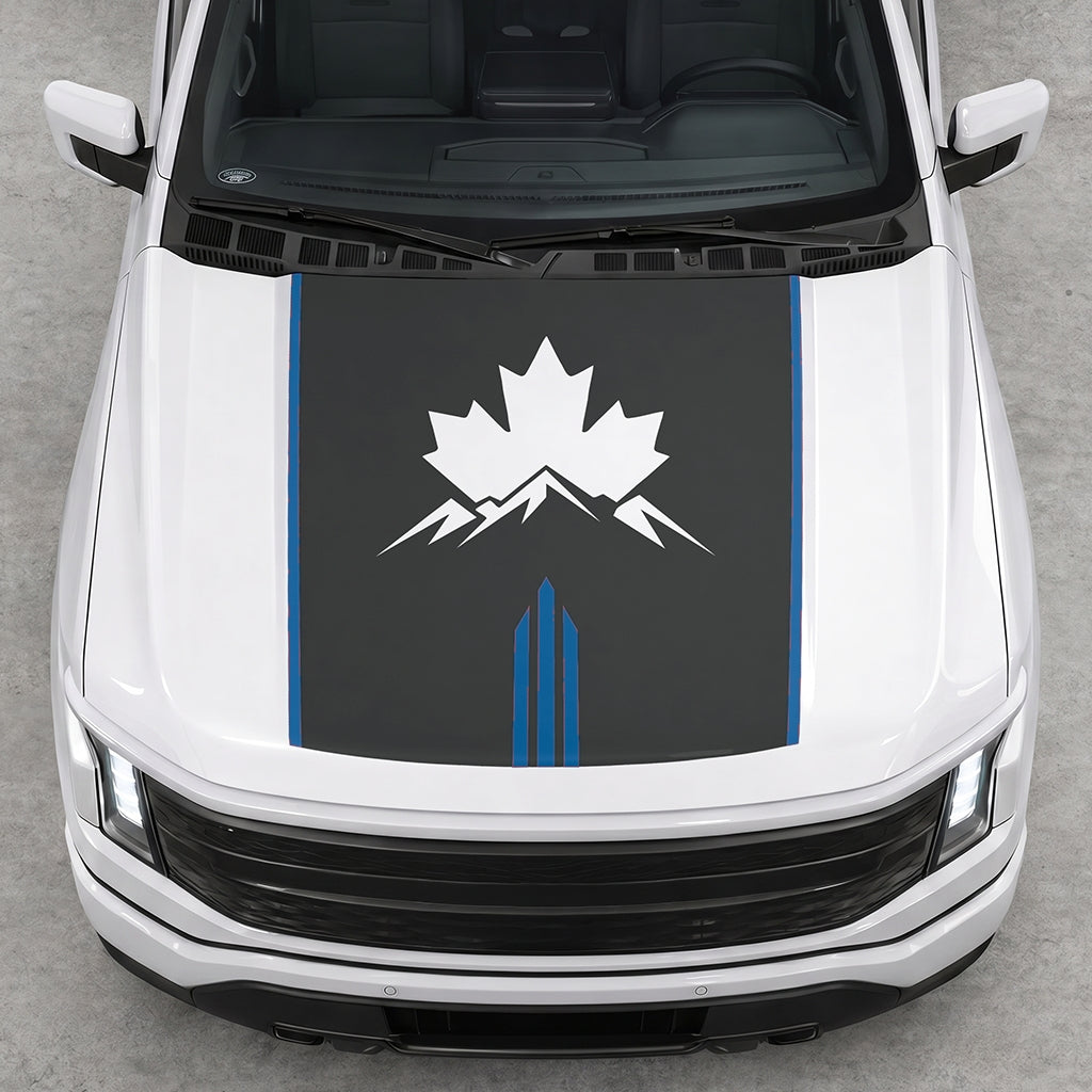 Hood Panel Decal/Sticker - Maple and Mountain Graphic Decal Graphic Kit - For Ford F-150 2015-2020 - Premium Vinyl