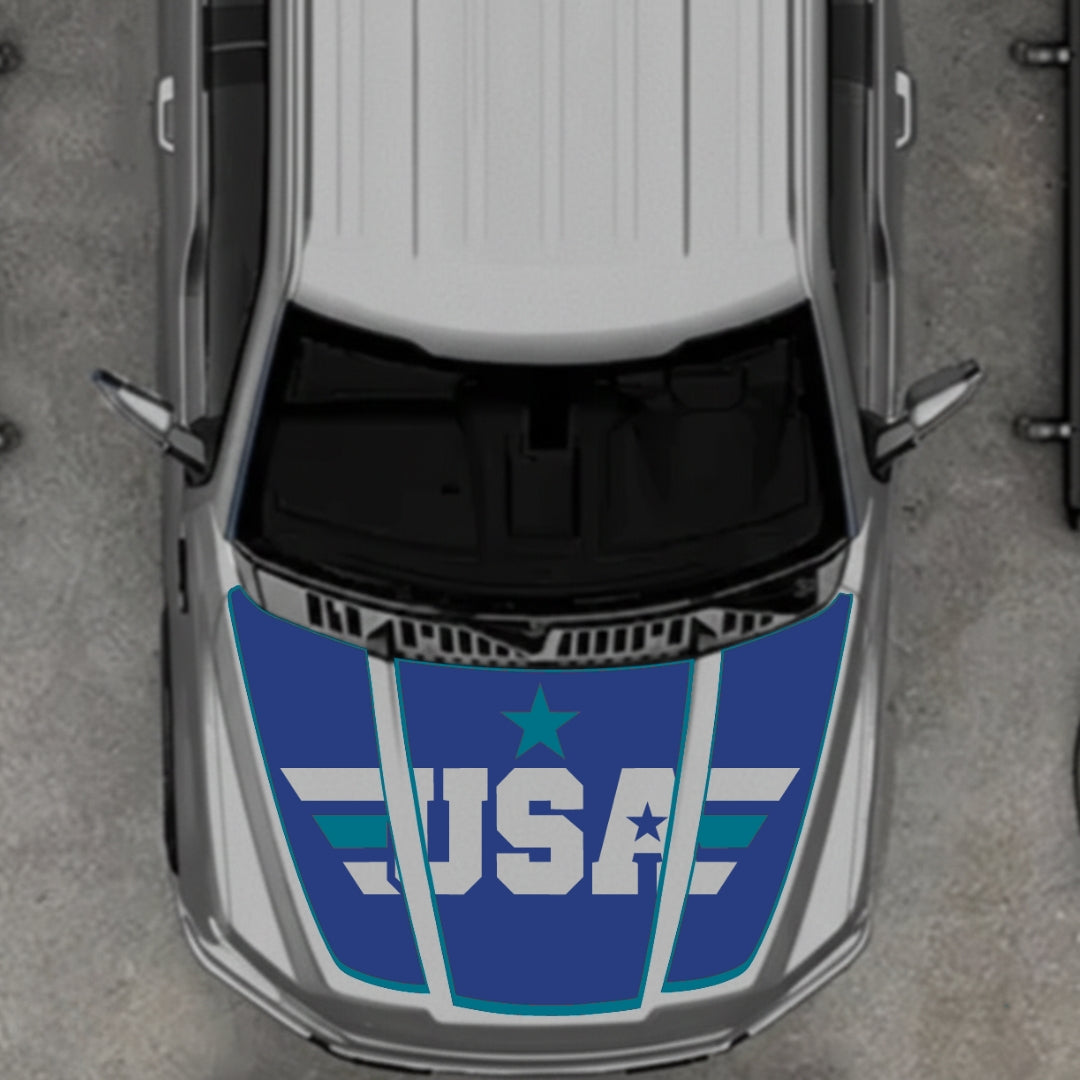 Hood Panel Decal/Sticker - USA Style 4 Graphic Kit - For Ford F-150 2020-2026 - Premium Vinyl
