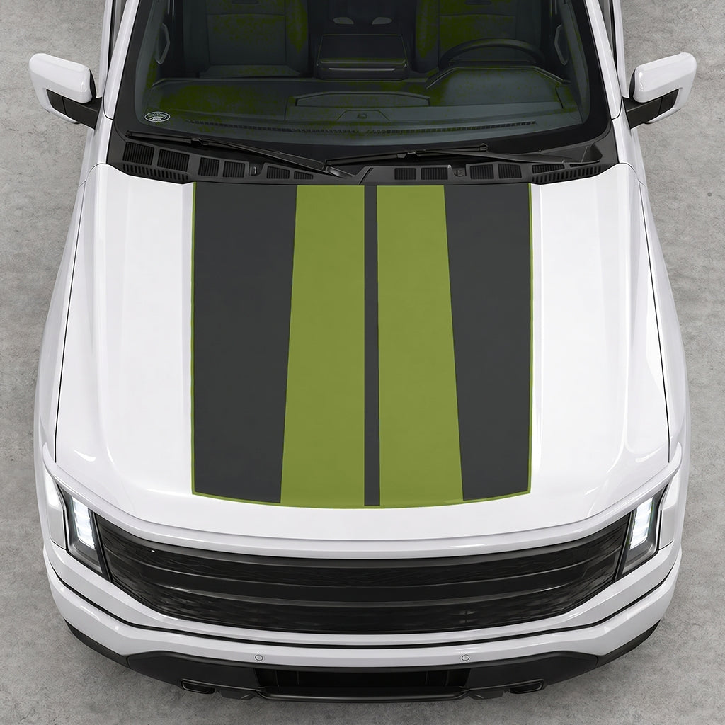 Hood Panel Decal/Sticker - Double Stripes Graphic Decal Graphic Kit - For FORD F-150 2015-2020 - Premium Vinyl