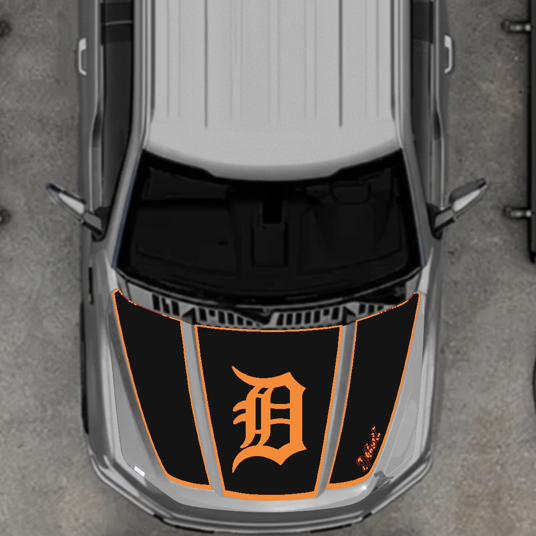 Hood Panel Decal/Sticker - Detroit Intial - Border Graphic Kit - For Ford F-150 2020-2026 - Premium Vinyl