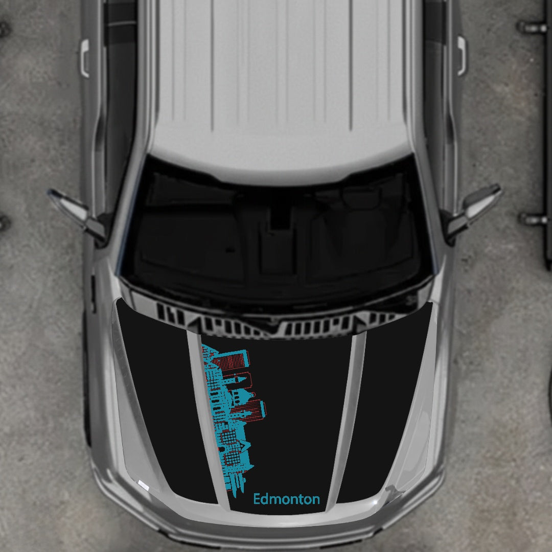 Hood Panel Decal/Sticker - Edmonton Skyline Graphic Kit - For Ford F-150 2020-2026 - Premium Vinyl