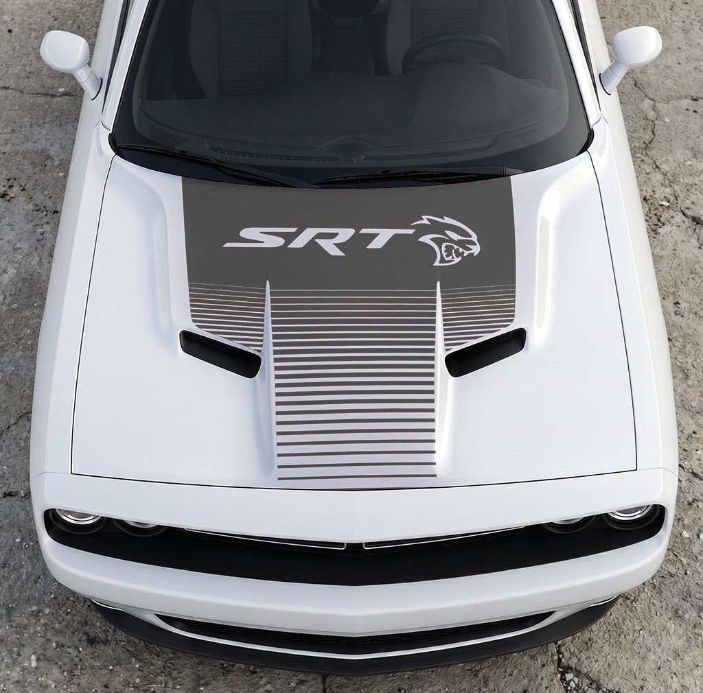 Hood Panel Decal/Sticker - Dodge Challenger SRT Hellcat Edition - Speed Fade Gradient Graphic Kit - For Dodge Challenger 2015-2024 - Premium Vinyl