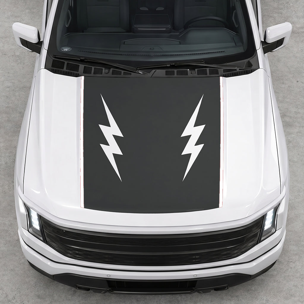 Hood Panel Decal/Sticker - Twin Electric Waves Graphic Decal Graphic Kit - For Ford F-150 2015-2020 - Premium Vinyl