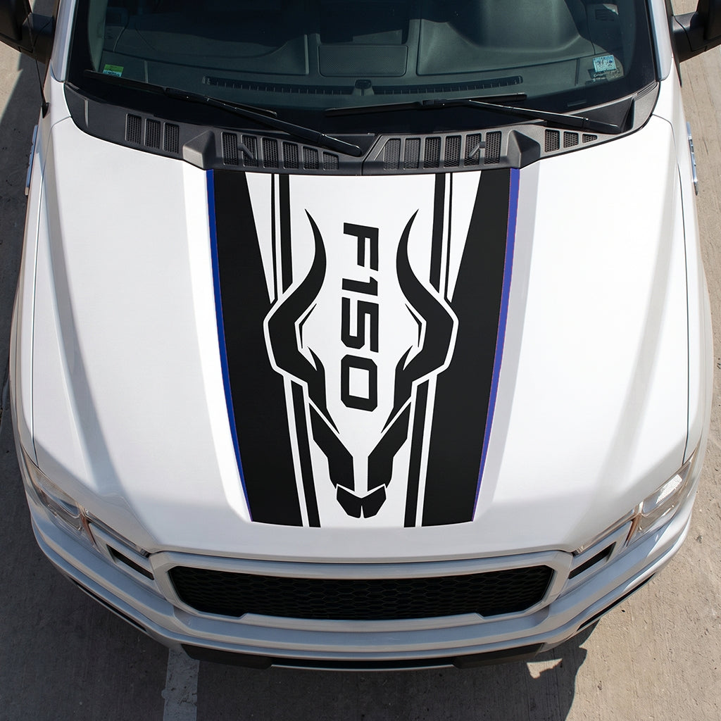 Hood Panel Decal/Sticker - Horns Graphic Decal Graphic Kit - For Ford F-150 2015-2020 - Premium Vinyl