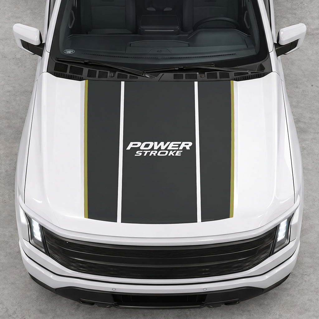Hood Panel Decal/Sticker - Power Stroke Graphic Decal Graphic Kit - For Ford F-150 2015-2020 - Premium Vinyl