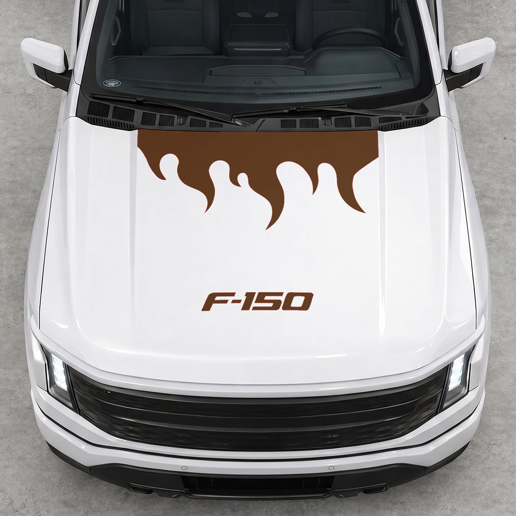 Hood Panel Decal/Sticker - Burning Flames Graphic Decal Graphic Kit - For Ford F-150 2015-2020 - Premium Vinyl