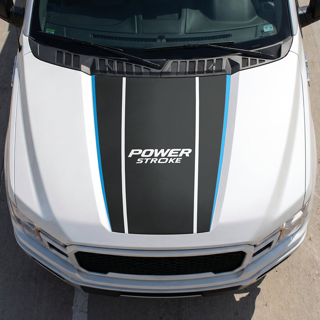 Hood Panel Decal/Sticker - Power Stroke Graphic Decal Graphic Kit - For Ford F-150 2015-2020 - Premium Vinyl
