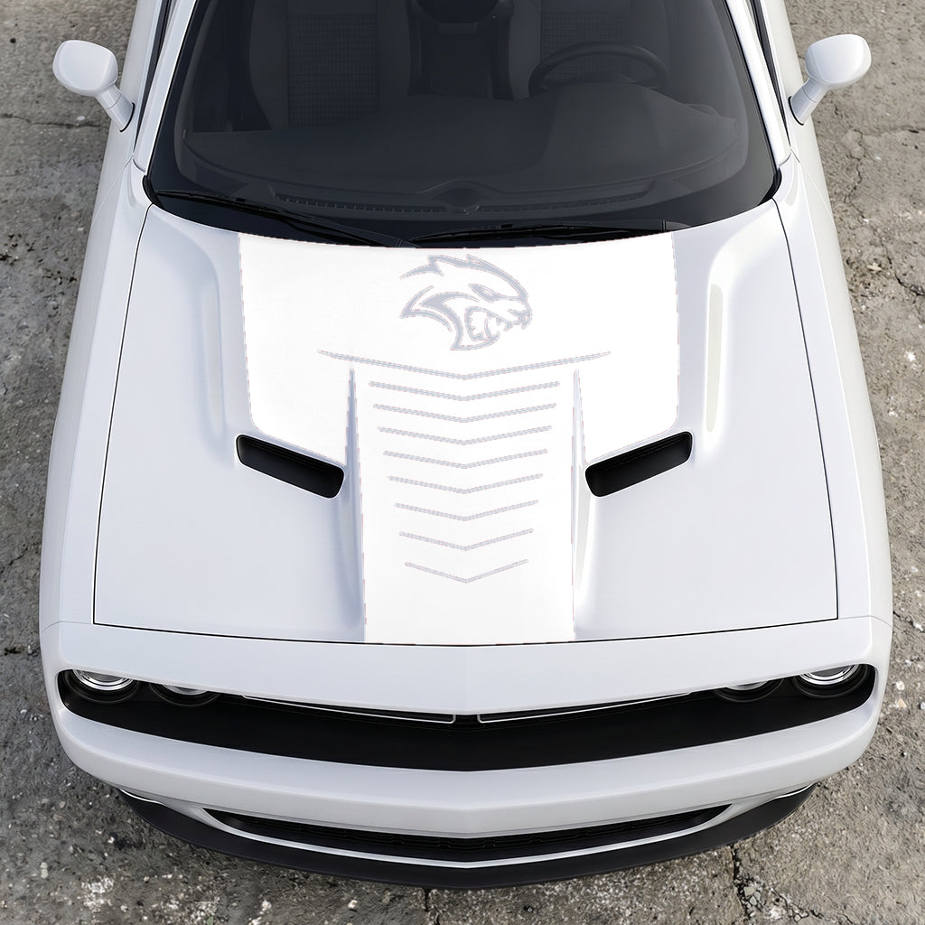 Hood Panel Decal/Sticker - Hellcat Apex Grille-Fade - Stealth Ribbed Aero Graphic Kit - For Dodge Challenger 2015-2024 - Premium Vinyl