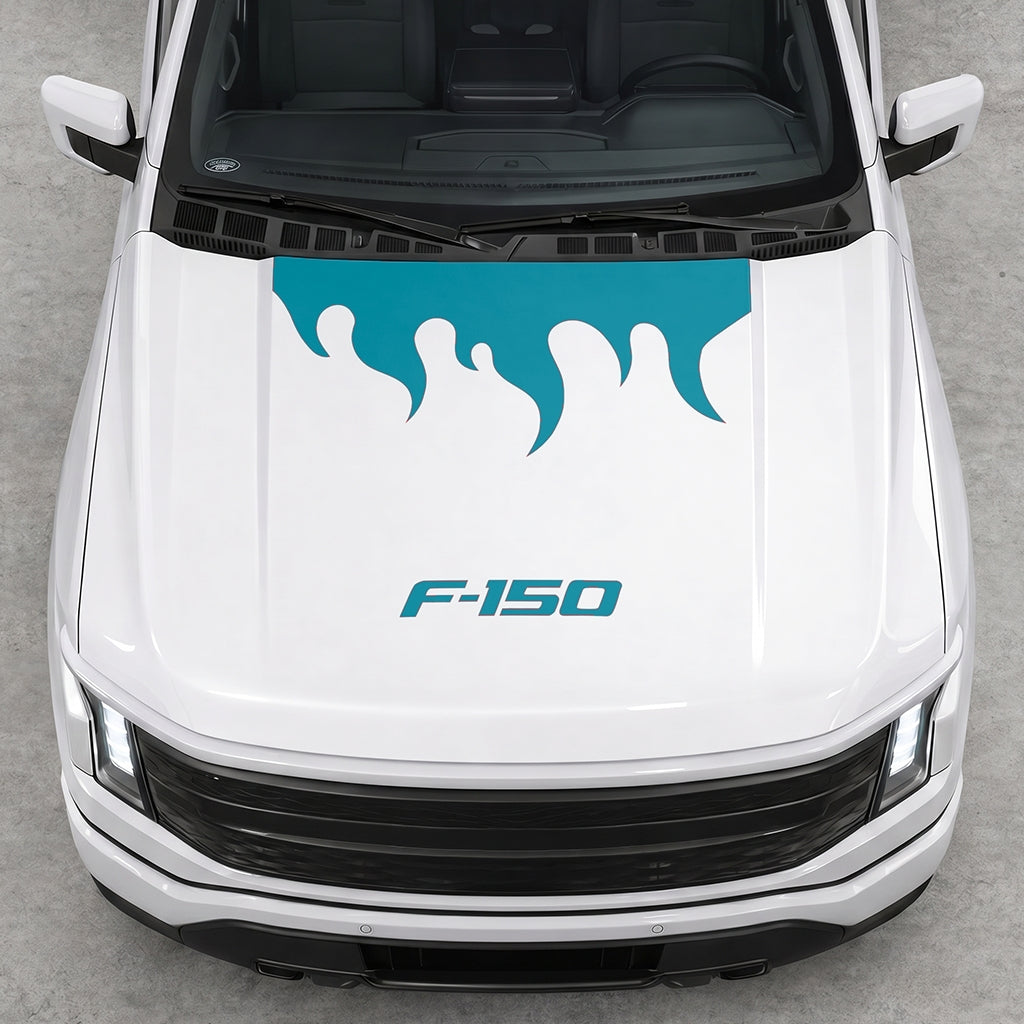 Hood Panel Decal/Sticker - Burning Flames Graphic Decal Graphic Kit - For Ford F-150 2015-2020 - Premium Vinyl