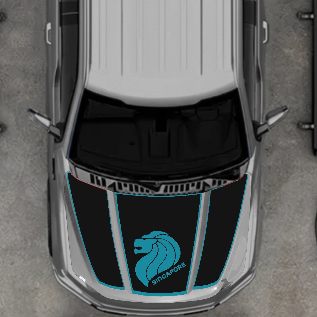 Hood Panel Decal/Sticker - Singapore - Border Graphic Kit - For Ford F-150 2020-2026 - Premium Vinyl