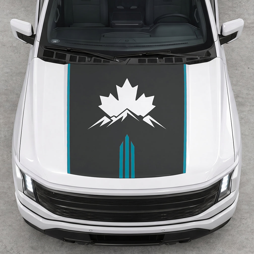 Hood Panel Decal/Sticker - Maple and Mountain Graphic Decal Graphic Kit - For Ford F-150 2015-2020 - Premium Vinyl