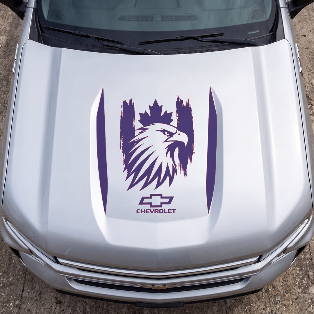 Hood Panel Decal/Sticker - Canadaian Eagle Head Graphic Decal Graphic Kit - For Chevrolet Silverado 2019-2024 - Premium Vinyl