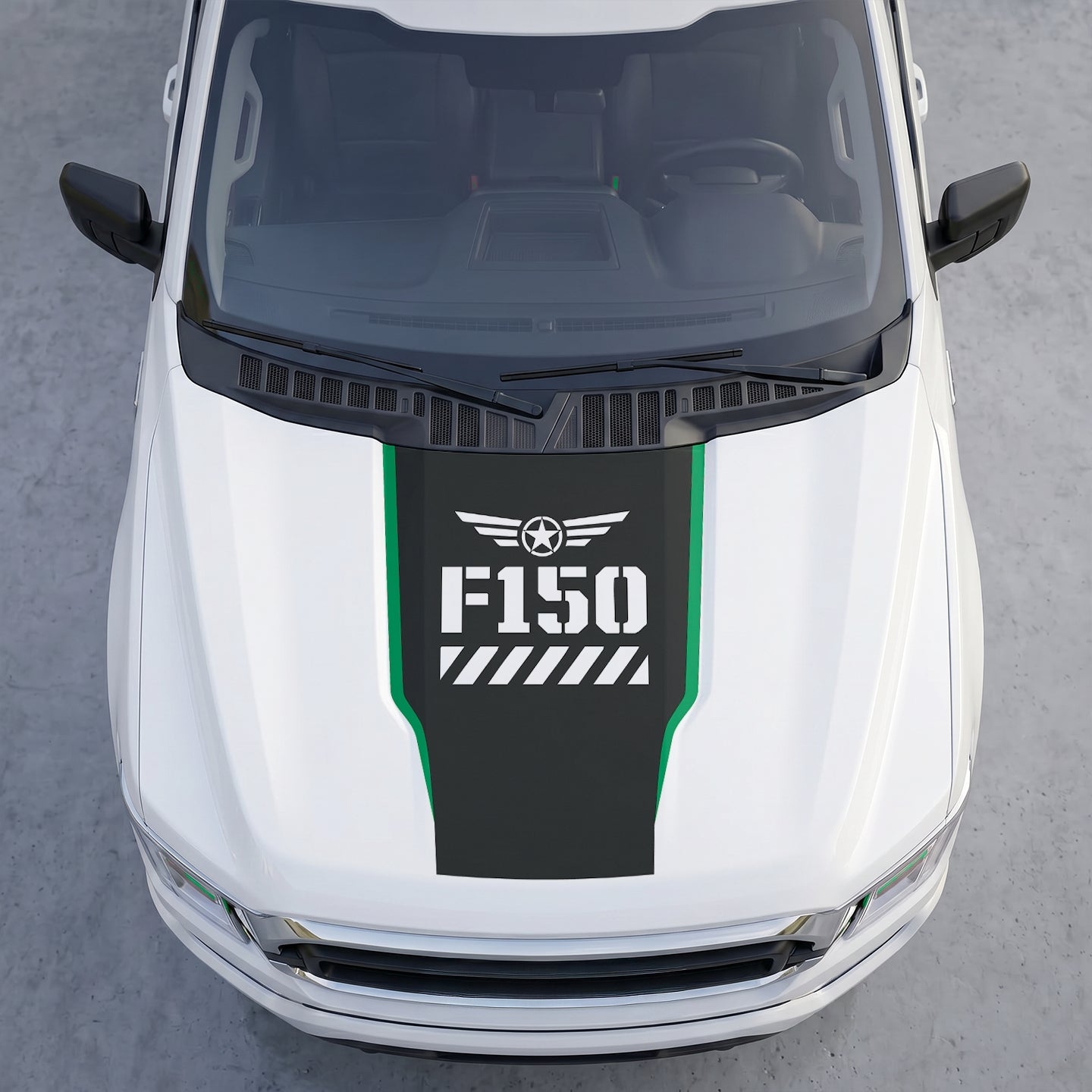 Hood Panel Decal/Sticker - Military Shield Hood Decal – Star Wings Emblem Vinyl Wrap Graphic Kit - For Ford F-150 F150 2015-2020 - Premium Vinyl