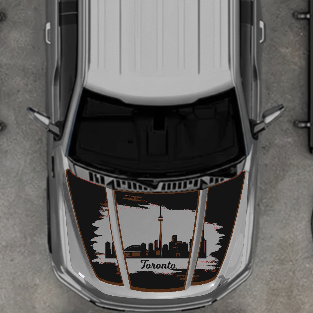 Hood Panel Decal/Sticker - Toronto - Cut - Border Graphic Kit - For Ford F-150 2020-2026 - Premium Vinyl