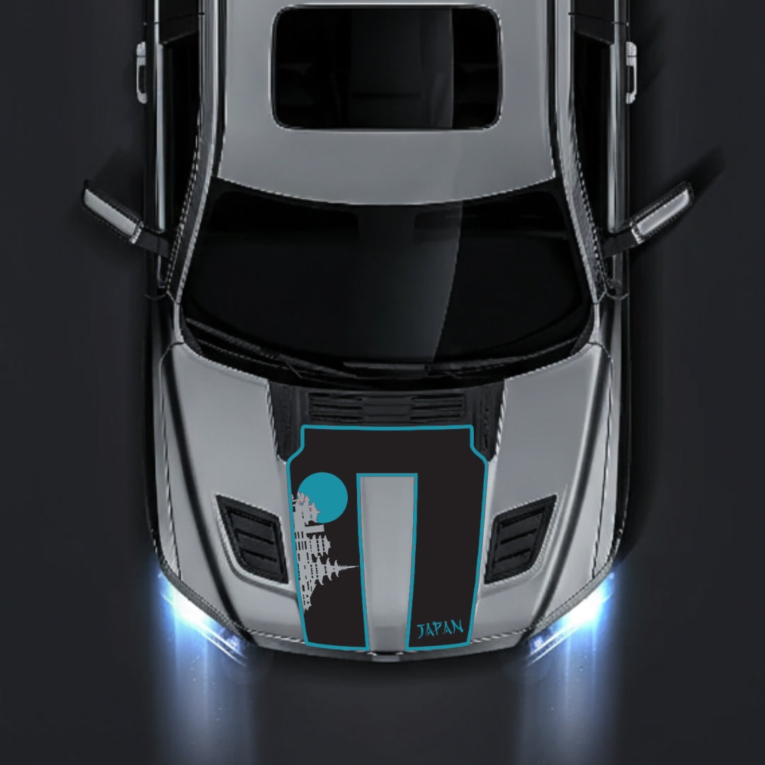 Hood Panel Decal/Sticker - Japan Skyline - Cut - Border Graphic Kit - For Dodge RAM 1500 2019-2025 - Premium Vinyl