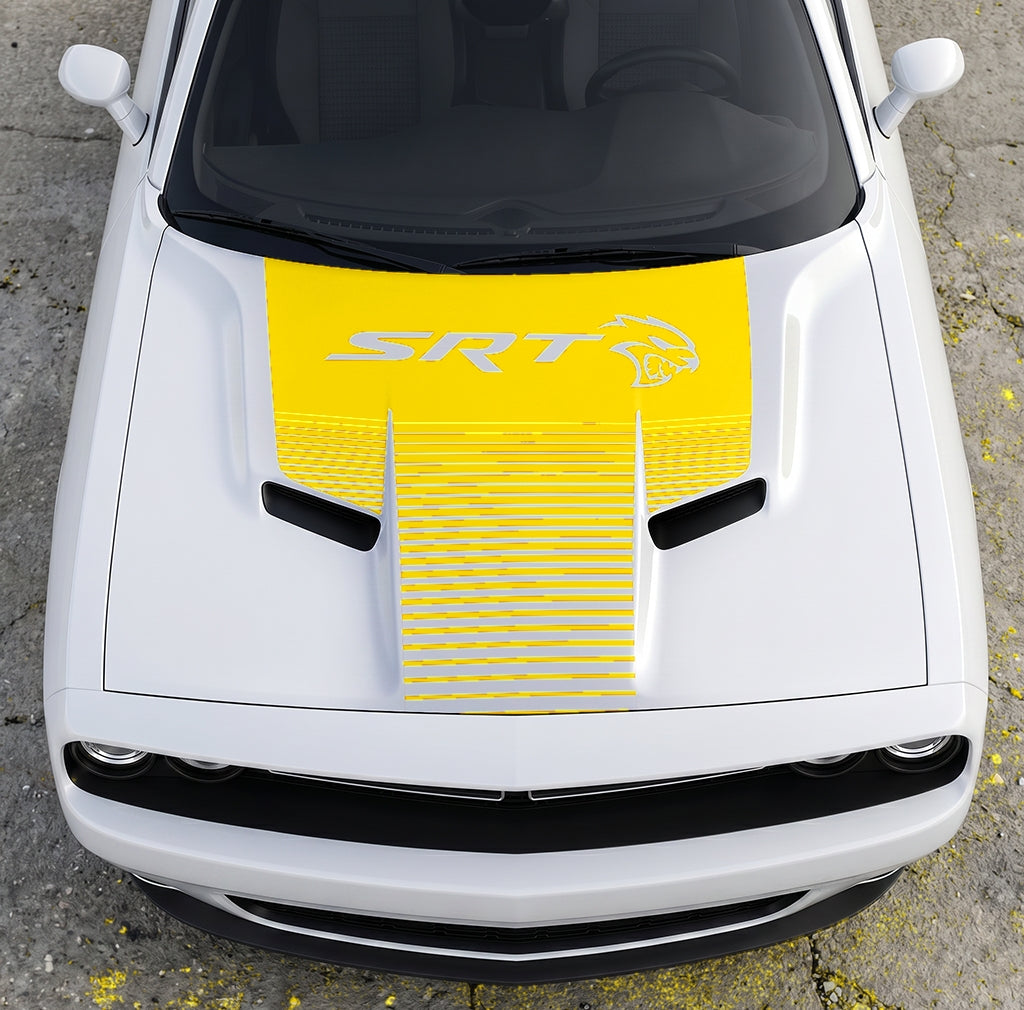 Hood Panel Decal/Sticker - Dodge Challenger SRT Hellcat Edition - Speed Fade Gradient Graphic Kit - For Dodge Challenger 2015-2024 - Premium Vinyl