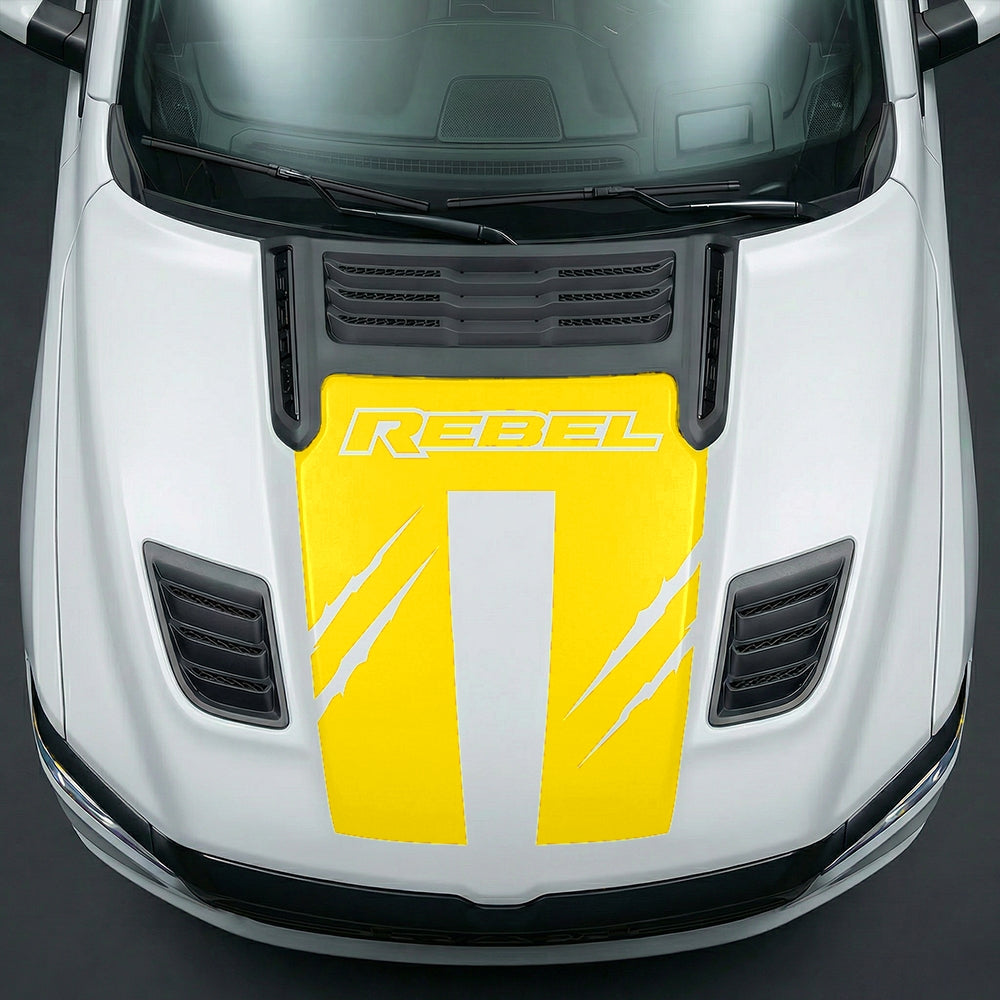 Hood Panel Decal/Sticker - Dodge RAM Rebel Claw Scratch U-Shape Stripe Graphic Kit - For Dodge Ram 2019-2025 - Premium Vinyl