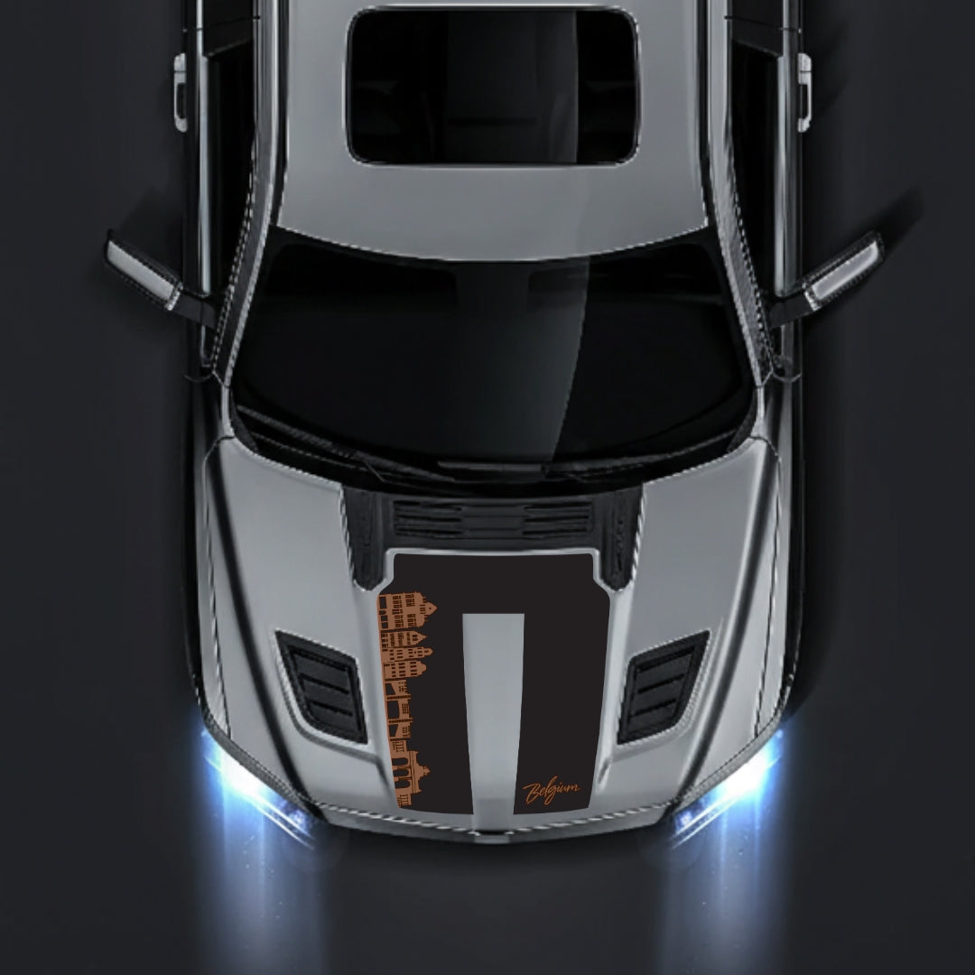 Performance Hood Panel Decal/Sticker - Belgium Skyline Graphic Kit - For Dodge RAM 1500 2019-2025 - Premium Vinyl