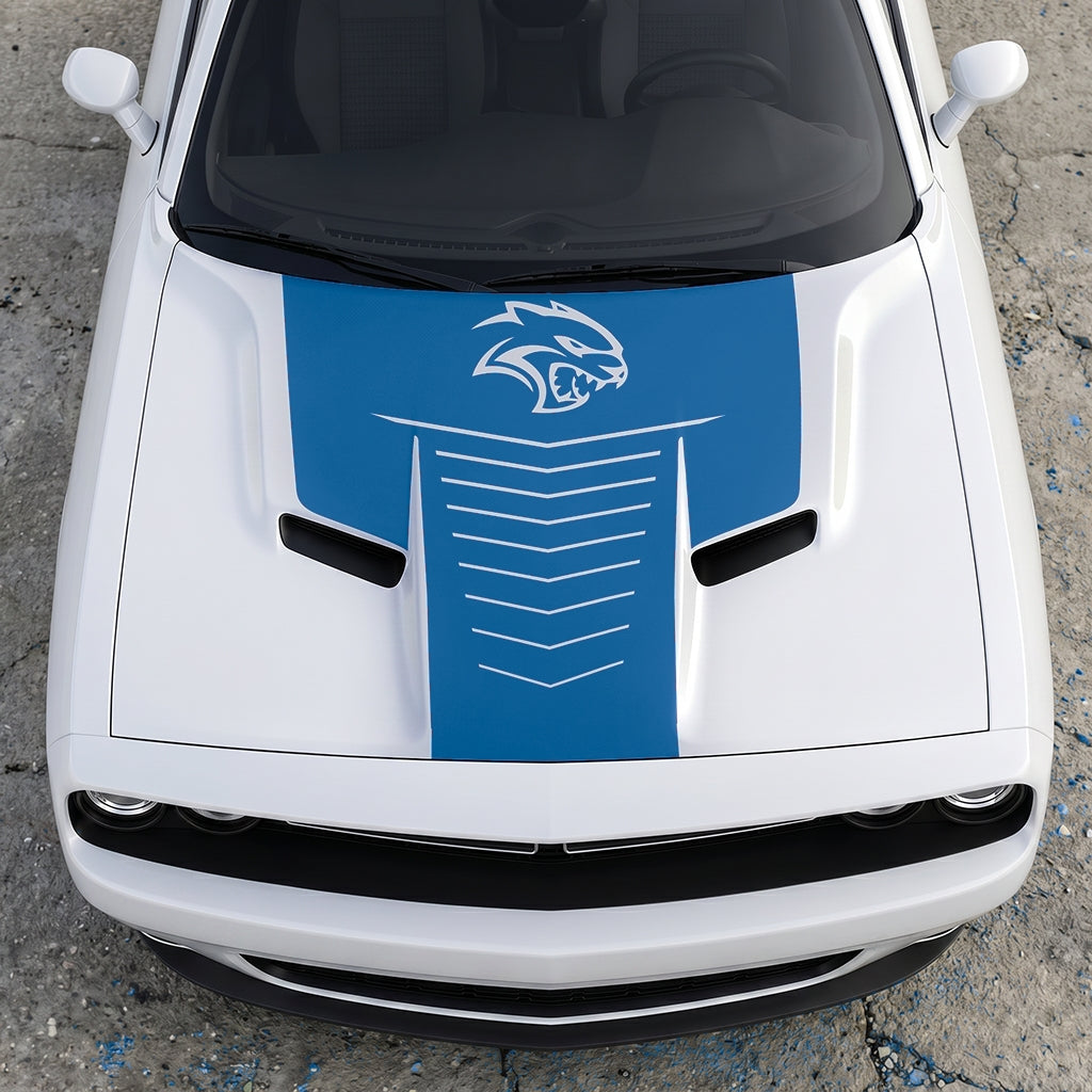 Hood Panel Decal/Sticker - Hellcat Apex Grille-Fade - Stealth Ribbed Aero Graphic Kit - For Dodge Challenger 2015-2024 - Premium Vinyl