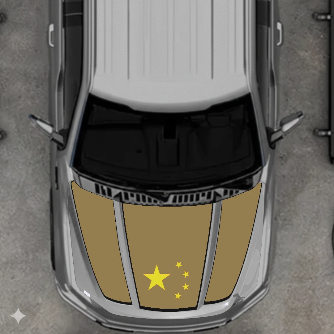 Hood Panel Decal/Sticker - China Flag - Border Graphic Kit - For Ford F-150 2020-2026 - Premium Vinyl
