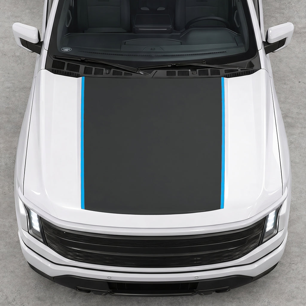 Hood Panel Decal/Sticker - Solid with Border Graphic Decal Graphic Kit - For Ford F-150 2015-2020 - Premium Vinyl