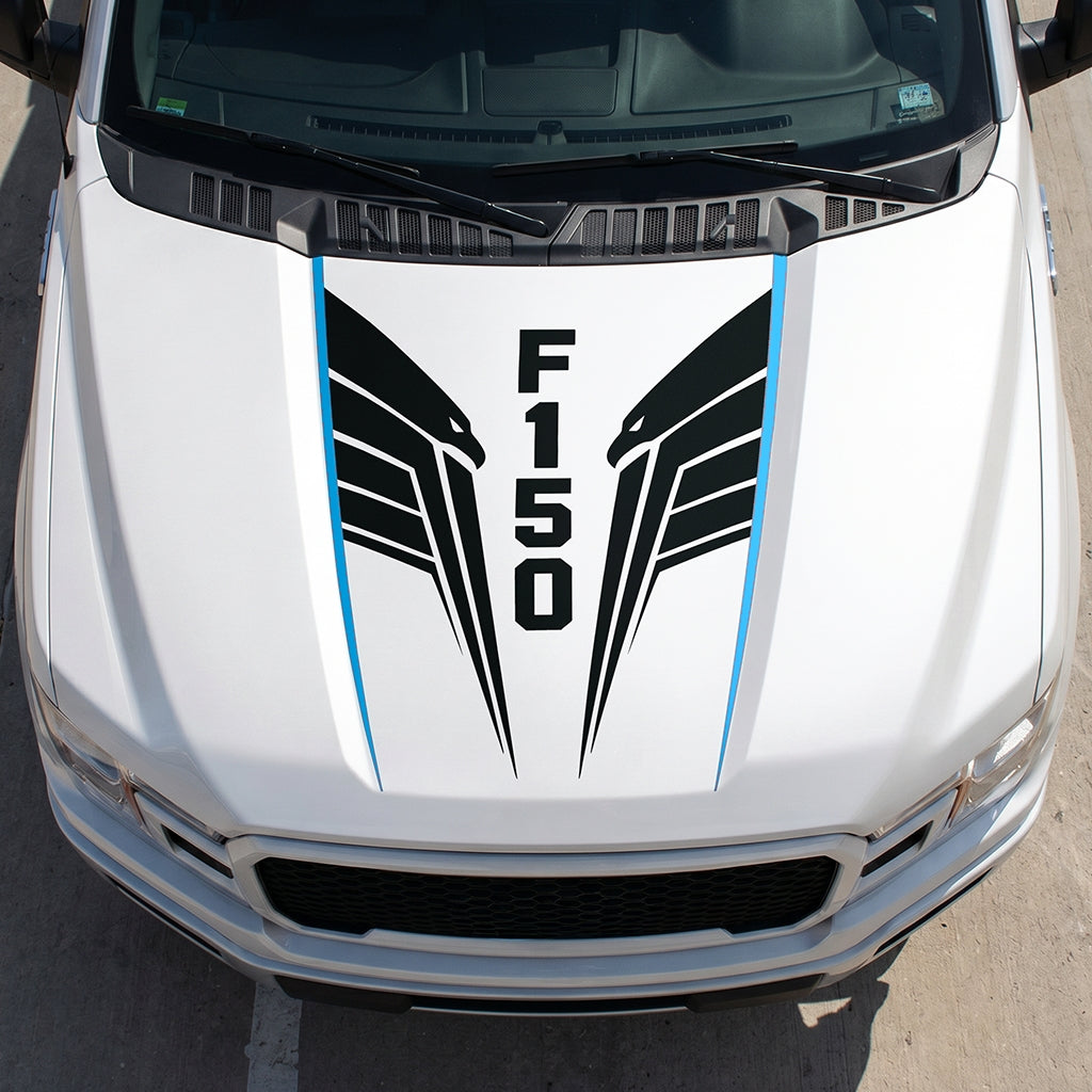 Hood Panel Decal/Sticker - Twin Eagle Wings Graphic Decal Graphic Kit - For Ford F-150 2015-2020 - Premium Vinyl