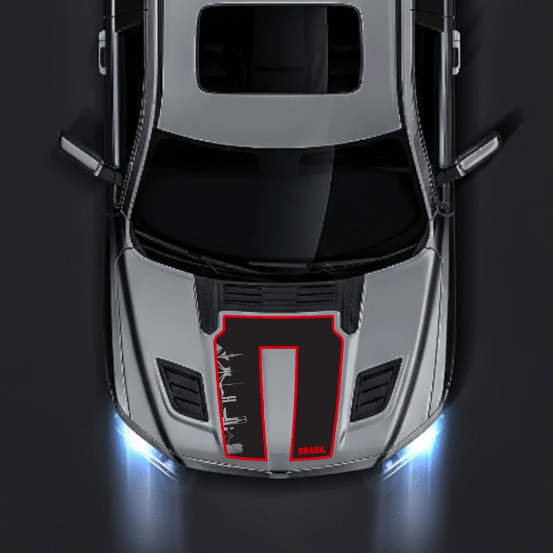 Performance Hood Panel Decal/Sticker - Brazil Skyline - Cut - Border Graphic Kit - For Dodge RAM 1500 2019-2025 - Premium Vinyl