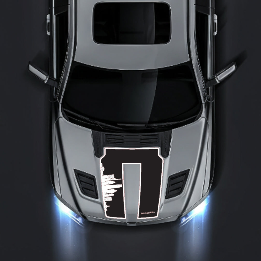 Hood Panel Decal/Sticker - Philadelphia Skyline - Border Graphic Kit - For Dodge RAM 1500 2019-2025 - Premium Vinyl