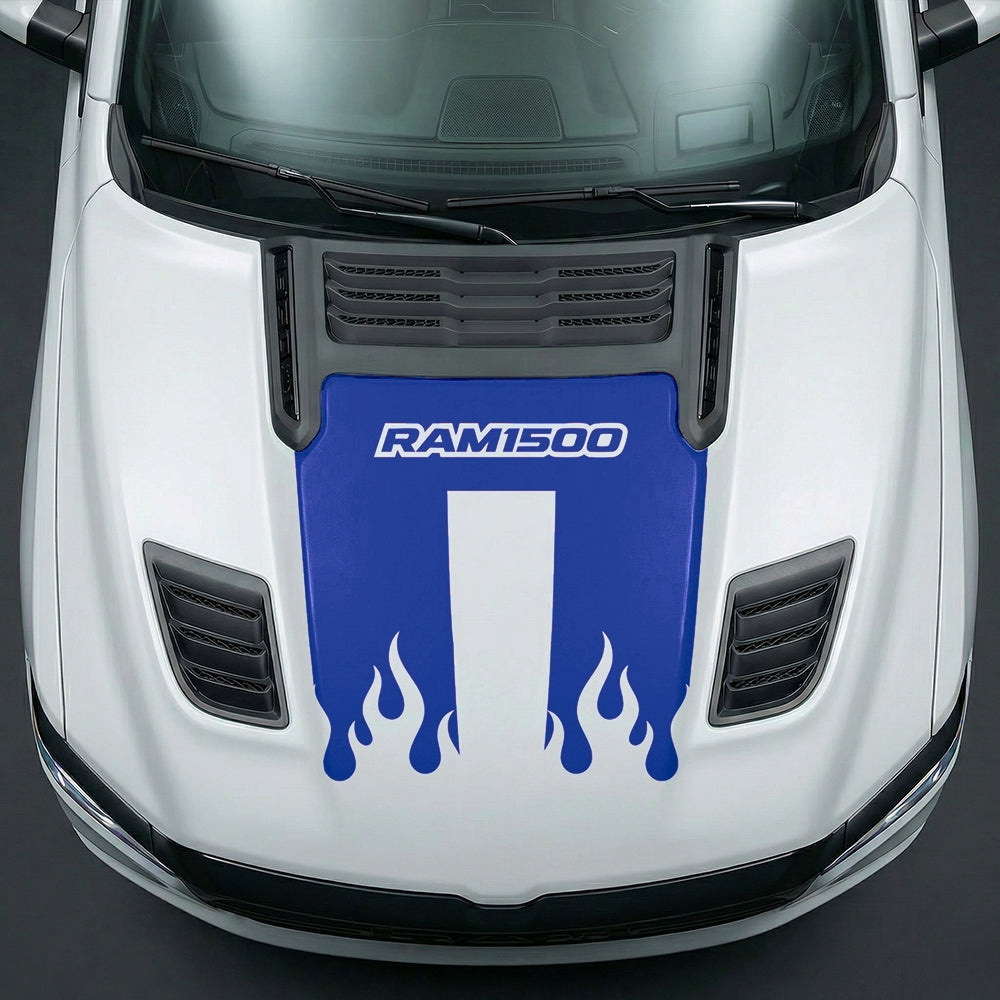 Hood Panel Decal/Sticker - RAM 1500 Flaming U-Shape Graphic Kit - For Dodge Ram 2019-2025 - Premium Vinyl