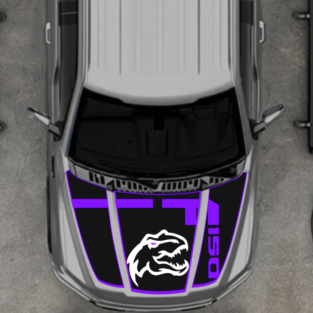Hood Panel Decal/Sticker - Rex Style 3 - Border Graphic Kit - For Ford F-150 2020-2026 - Premium Vinyl