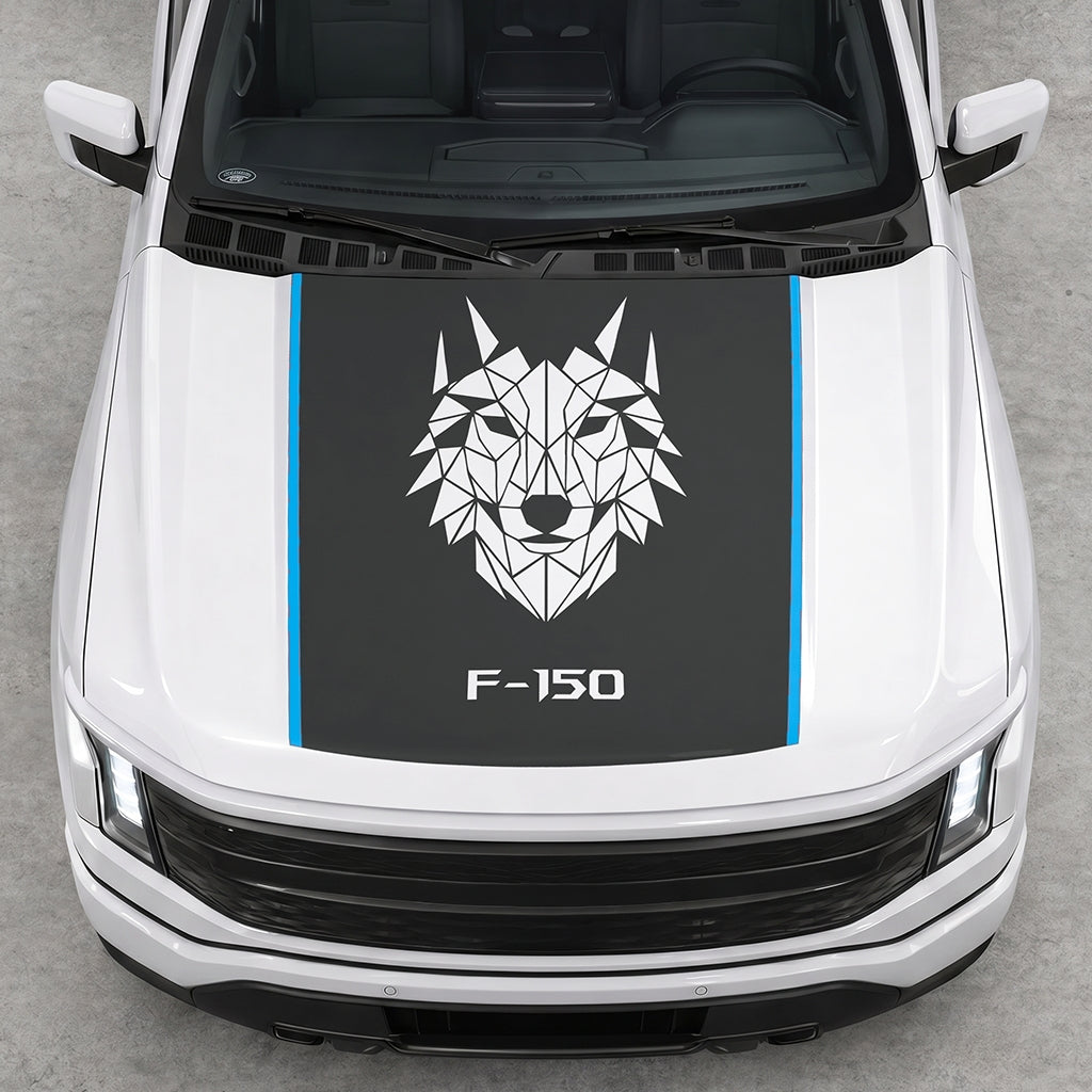 Hood Panel Decal/Sticker - Wolf Head Graphic Decal Graphic Kit - For Ford F-150 2015-2020 - Premium Vinyl