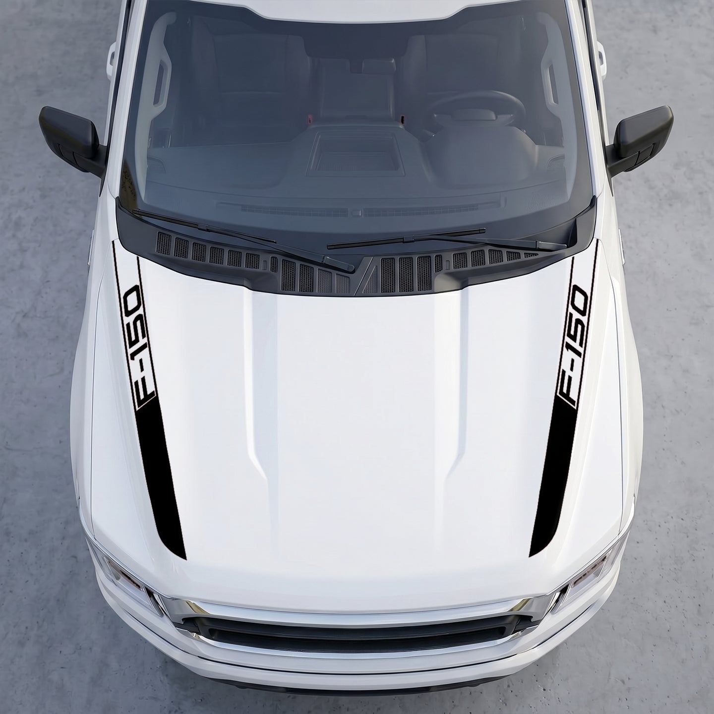 Hood Panel Decal/Sticker - Cowl Accent Stripes – Dual Side Hood Vinyl Decals with Die-Cut Logo Graphic Kit - For Ford F-150 F150 2015-2020 - Premium Vinyl