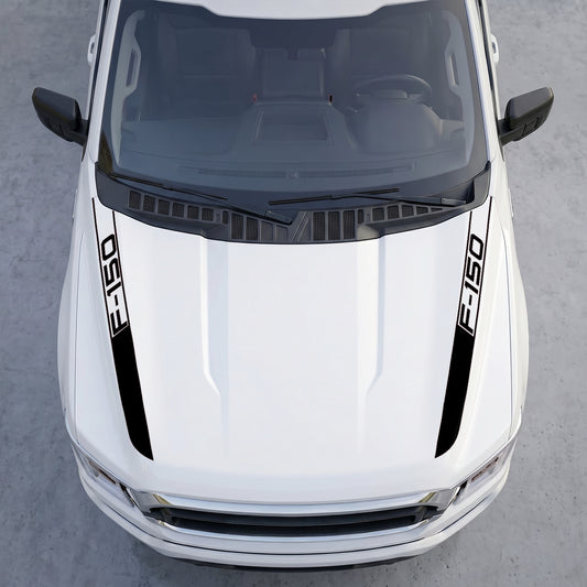 Hood Panel Decal/Sticker - Cowl Accent Stripes – Dual Side Hood Vinyl Decals with Die-Cut Logo Graphic Kit - For Ford F-150 F150 2015-2020 - Premium Vinyl