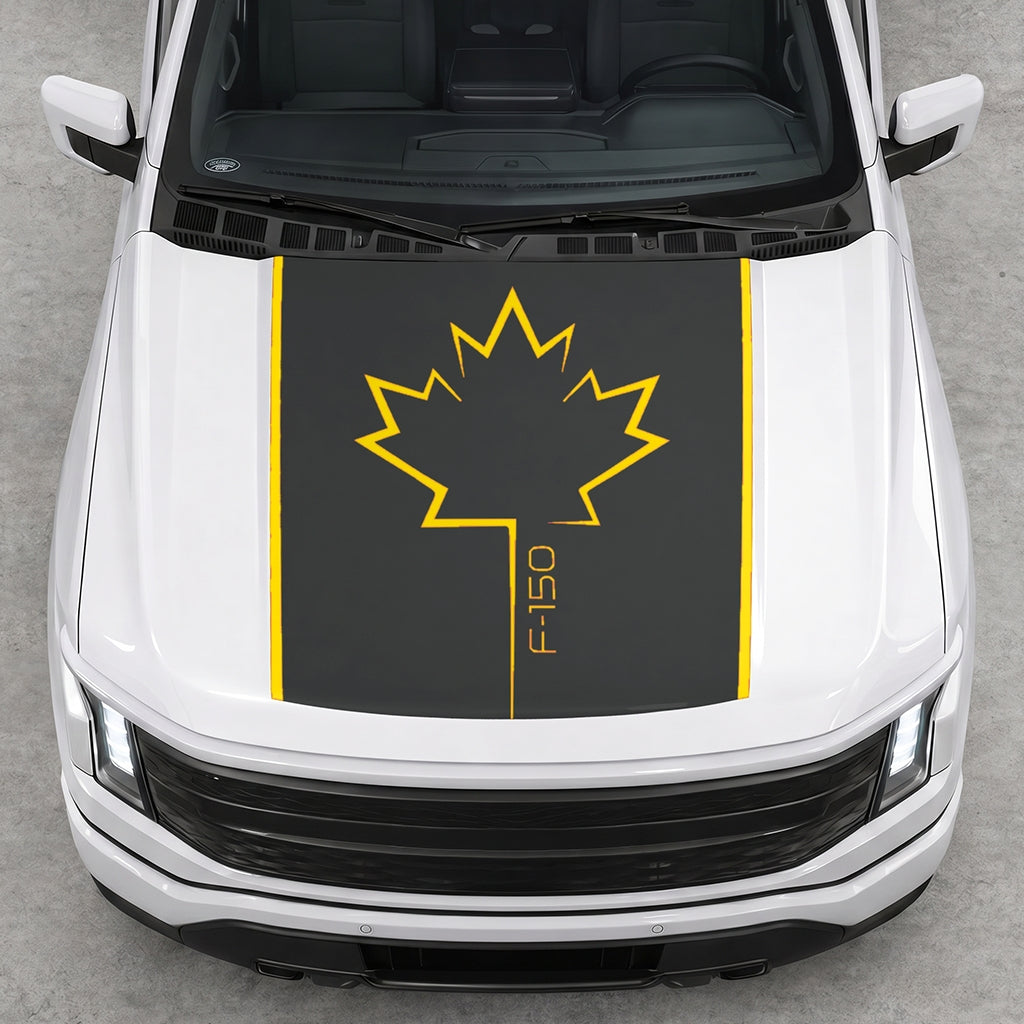 Hood Panel Decal/Sticker - Canada Leaf Graphic Decal Graphic Kit - For Ford F-150 2015-2020 - Premium Vinyl