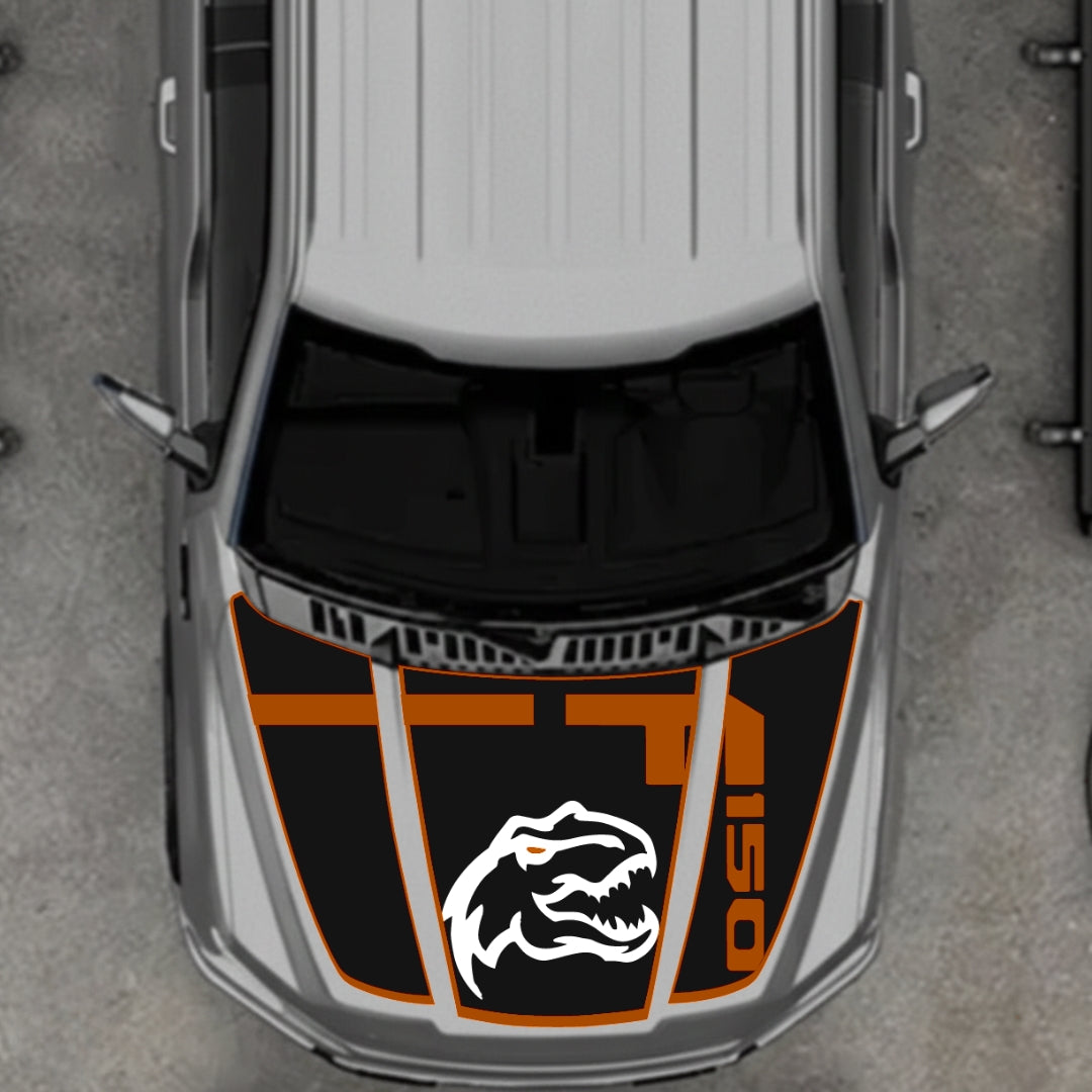 Hood Panel Decal/Sticker - Rex Style 3 - Border Graphic Kit - For Ford F-150 2020-2026 - Premium Vinyl