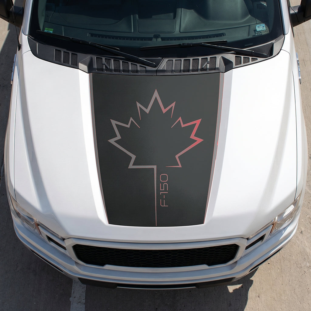 Hood Panel Decal/Sticker - Canada Leaf Graphic Decal Graphic Kit - For Ford F-150 2015-2020 - Premium Vinyl