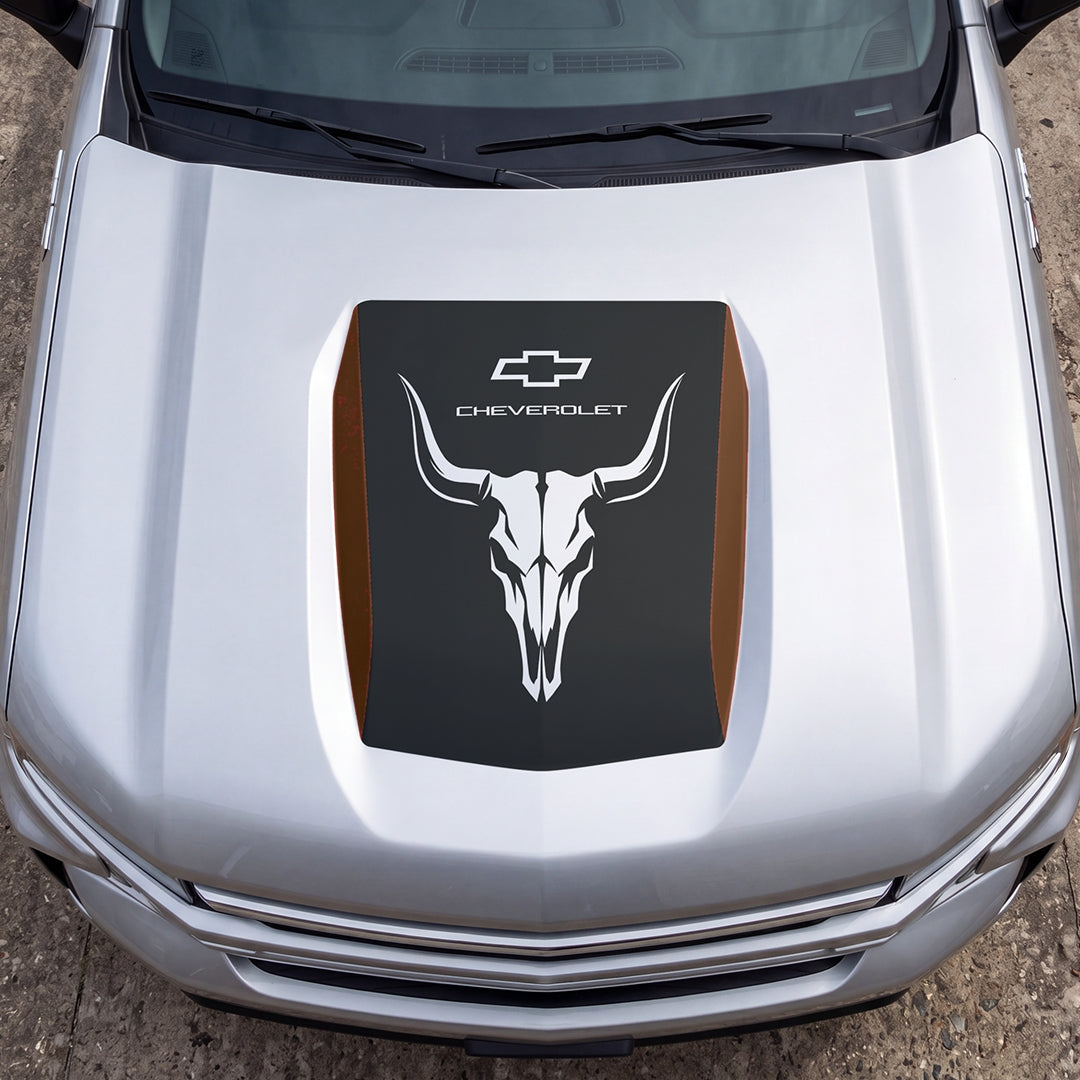 Hood Panel Decal/Sticker - Bison Skull Graphic Decal Graphic Kit - For Chevrolet Silverado 2019-2024 - Premium Vinyl