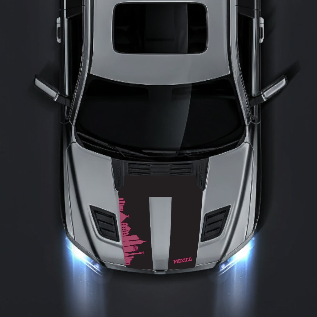 Performance Hood Panel Decal/Sticker - Mexico Skyline Graphic Kit - For Dodge RAM 1500 2019-2025 - Premium Vinyl