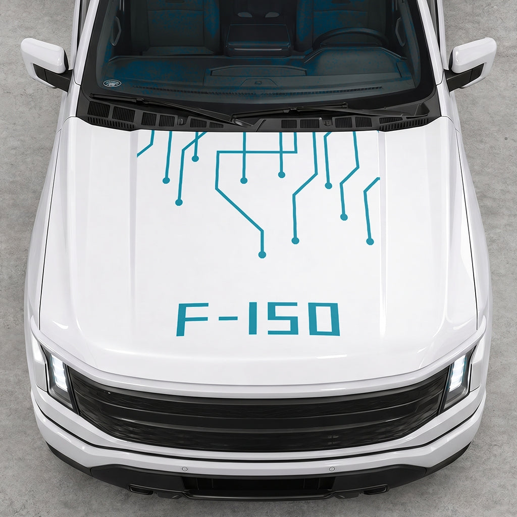 Hood Panel Decal/Sticker - Cut F150 Electric Circuit Graphic Decal Graphic Kit - For FORD F-150 2015-2020 - Premium Vinyl