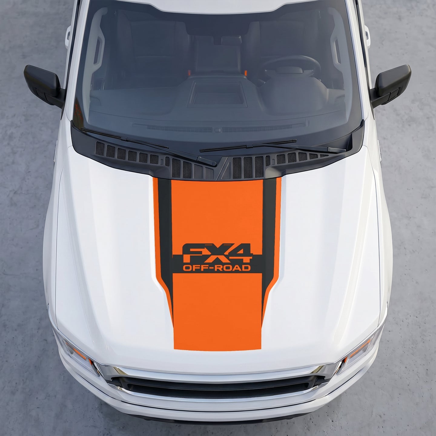 Hood Panel Decal/Sticker - FX4 Off-Road Edition Full Hood Decal Wrap – Bold  Center Accent Shield with Matte Black Track Stripes Graphic Kit - For Ford F-150 F150 2015-2020 - Premium Vinyl