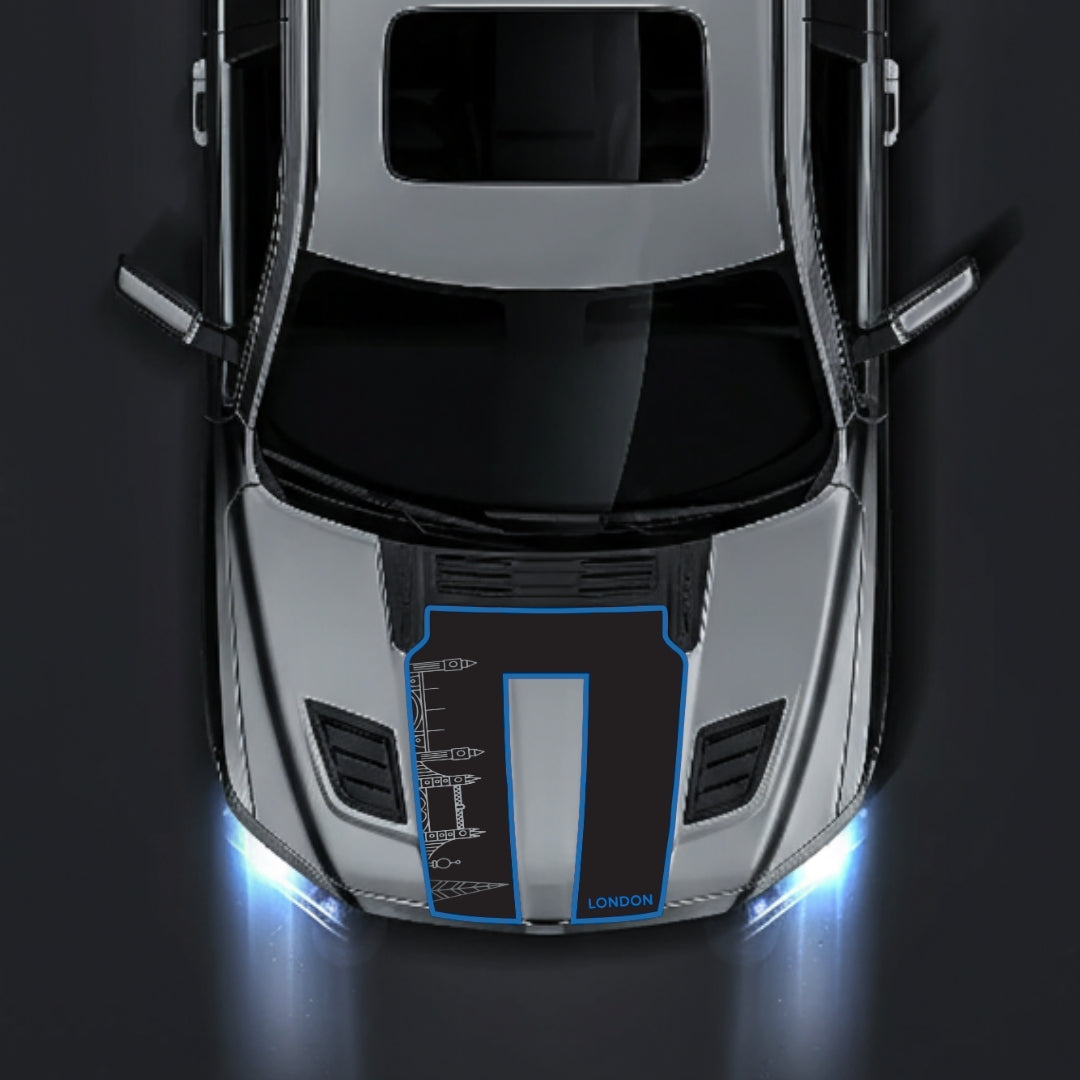 Performance Hood Panel Decal/Sticker - London Skyline - Cut - Border Graphic Kit - For Dodge RAM 1500 2019-2025 - Premium Vinyl